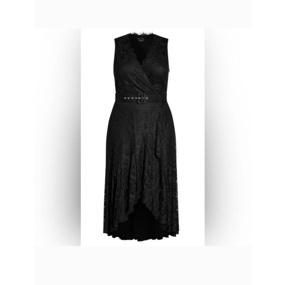 City Chic Dress Lace Magic High Low Lace Women's Plus Sz XS (14/14W/L) - BNWT - Picture 3 of 15